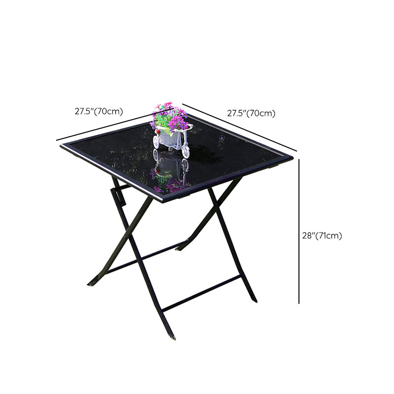 Water Resistant Glass Dining Set Contemporary Style Metal Outdoor Folding Set