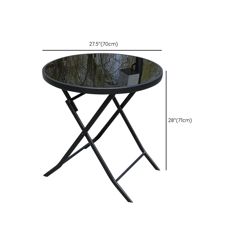 Water Resistant Glass Dining Set Contemporary Style Metal Outdoor Folding Set