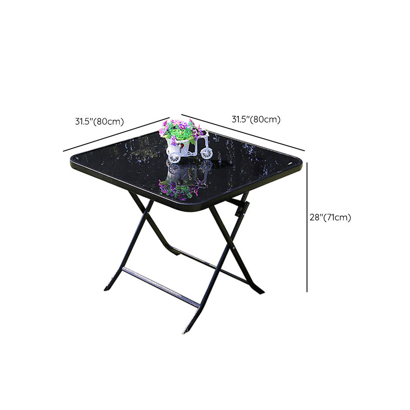 Water Resistant Glass Dining Set Contemporary Style Metal Outdoor Folding Set