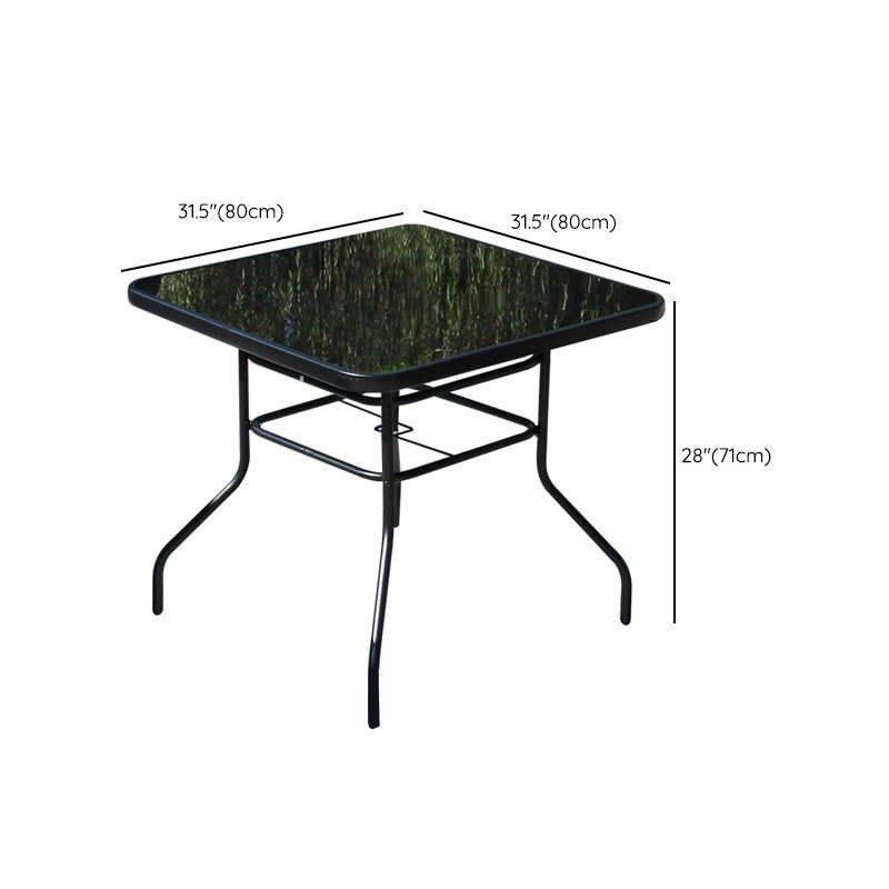 Water Resistant Glass Dining Set Contemporary Style Metal Outdoor Folding Set