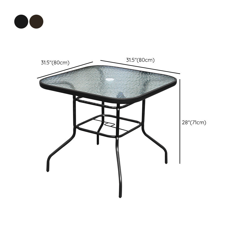 Water Resistant Glass Dining Set Contemporary Style Metal Outdoor Folding Set