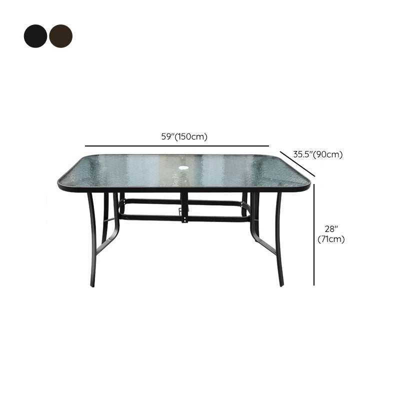 Water Resistant Glass Dining Set Contemporary Style Metal Outdoor Folding Set