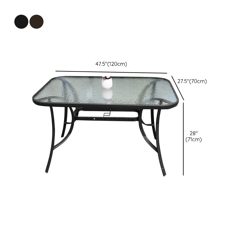 Water Resistant Glass Dining Set Contemporary Style Metal Outdoor Folding Set