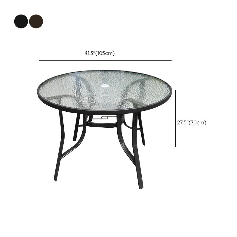 Water Resistant Glass Dining Set Contemporary Style Metal Outdoor Folding Set