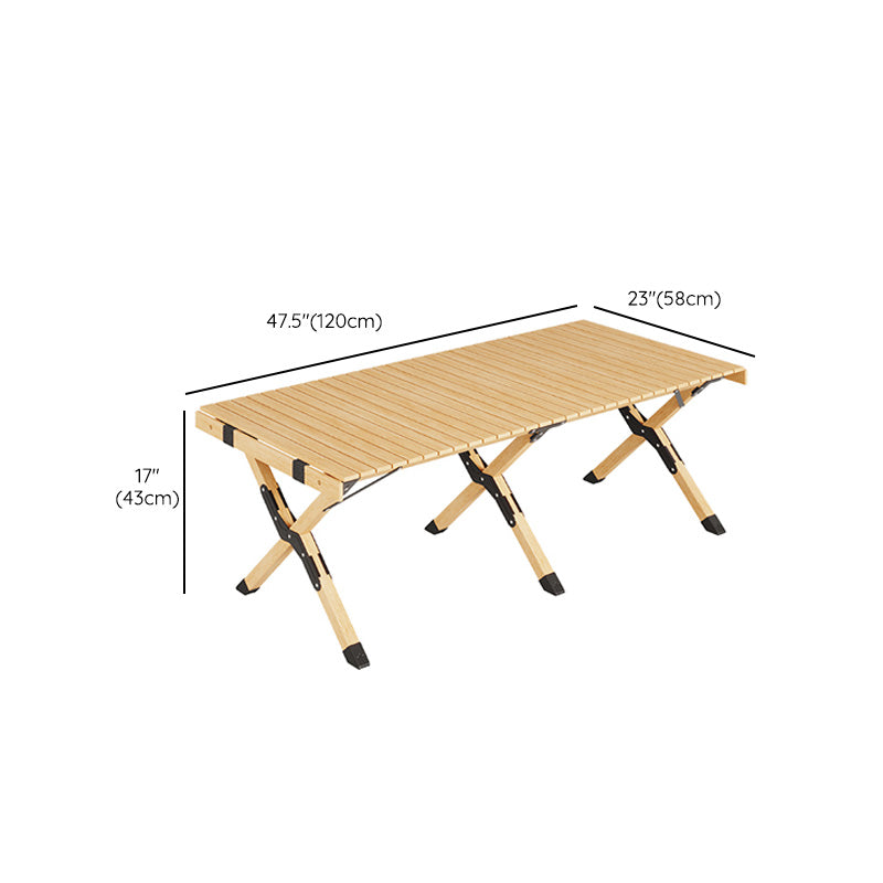 Contemporary Patio Table Rectangle Solid Wood Foldable Camping Table