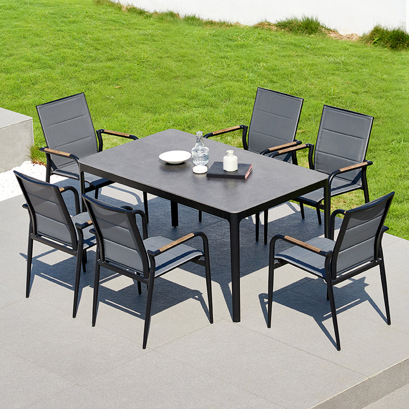 Industrial Scratch Resistant Dining Set Gray Metal Dining Table