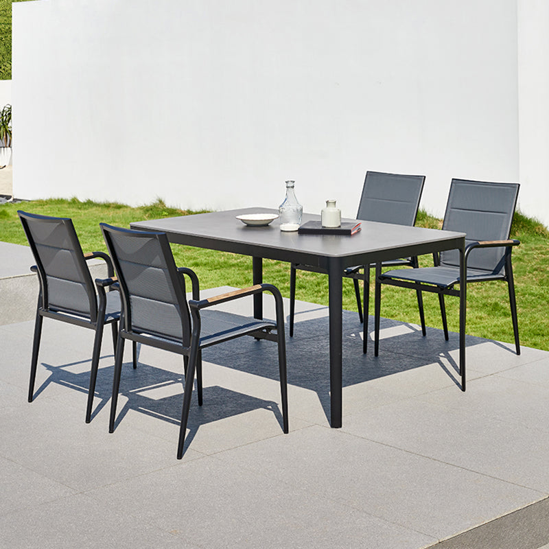 Industrial Scratch Resistant Dining Set Gray Metal Dining Table