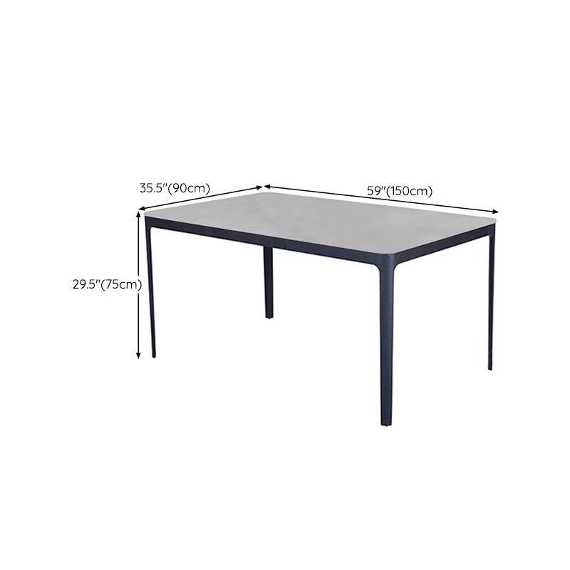 Industrial Scratch Resistant Dining Set Gray Metal Dining Table