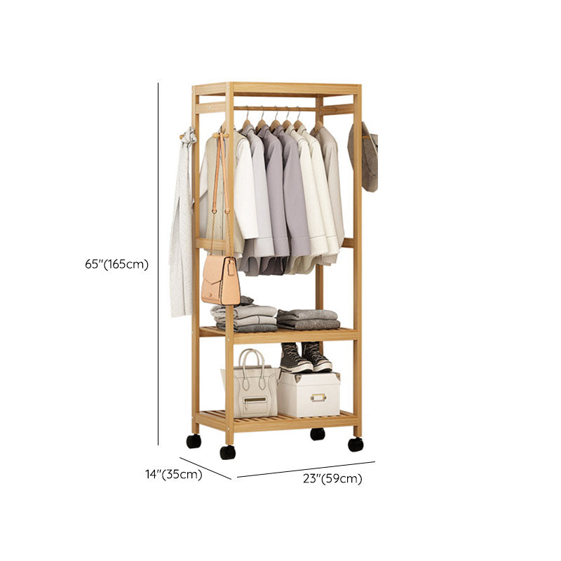 Wooden Coat Rack Modern Style Minimalist Household Floor-standing Coat Rack with Pulley