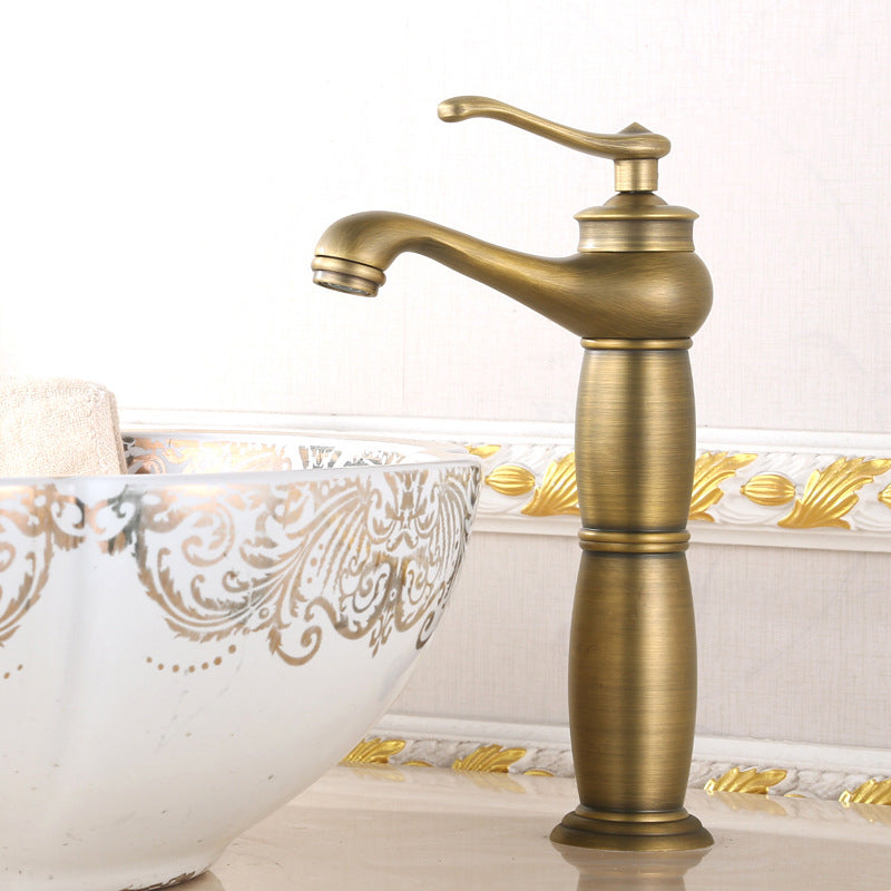 Low-arc Country Vessel Faucet Single Handle Brass Faucet for Bathroom