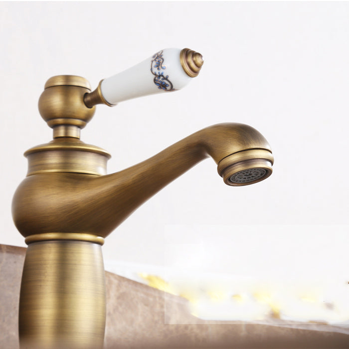 Low-arc Country Vessel Faucet Single Handle Brass Faucet for Bathroom