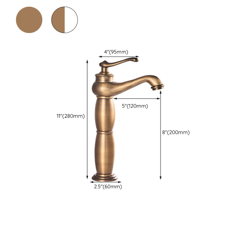 Low-arc Country Vessel Faucet Single Handle Brass Faucet for Bathroom