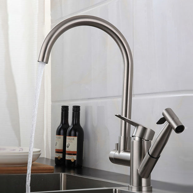 Contemporary Pull Down Kitchen Faucet 2- Handle 2-Function Faucet with Pull Out Sprayer