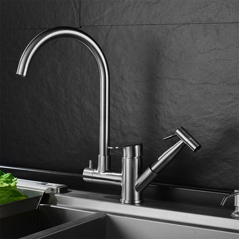 Contemporary Pull Down Kitchen Faucet 2- Handle 2-Function Faucet with Pull Out Sprayer