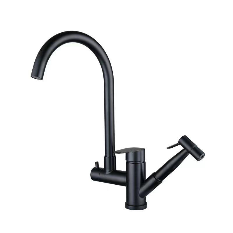 Contemporary Pull Down Kitchen Faucet 2- Handle 2-Function Faucet with Pull Out Sprayer