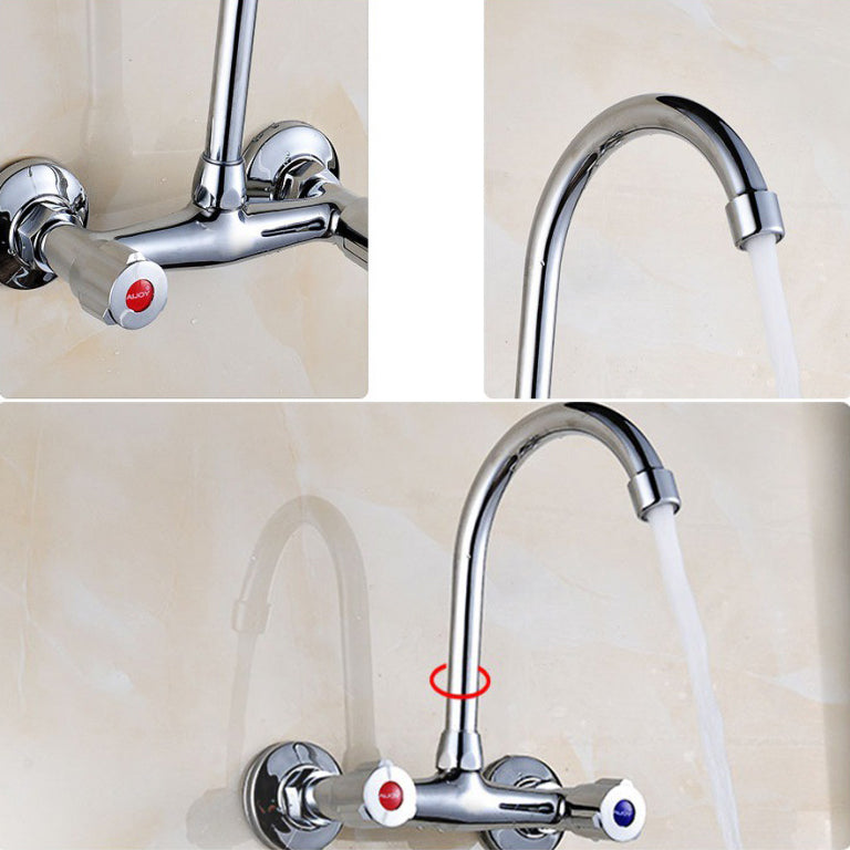 Modern 1-Hold Bar Faucet Double Handle Wall-mounted Lead Free Bar Faucet