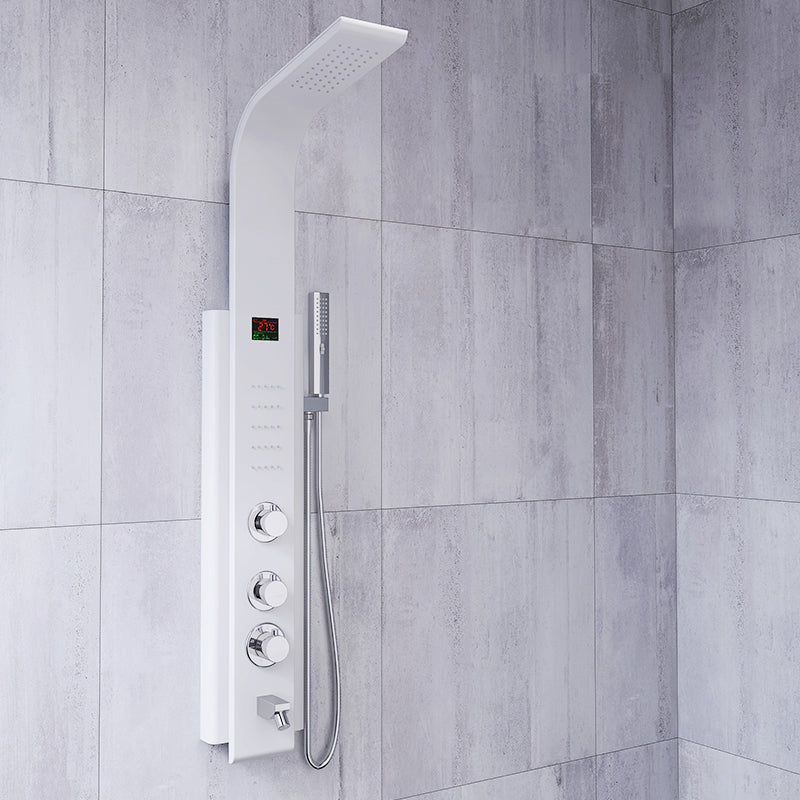 White Shower Screen Set Smart Constant Temperature Bathroom Waterfall Rain Shower Head