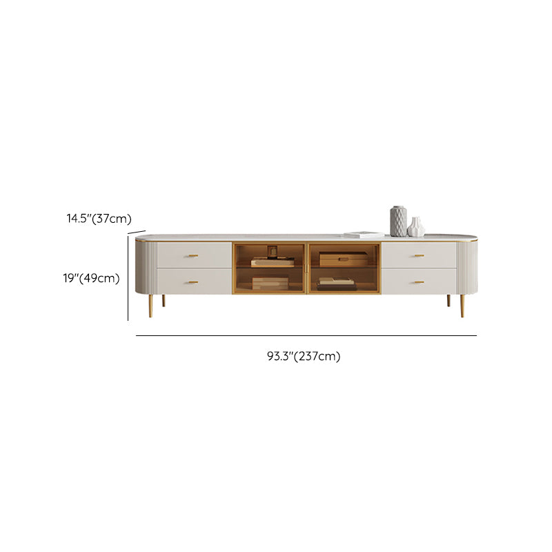 Enclosed Storage Media Console TV Stand Stone TV Stand with 4 Drawers