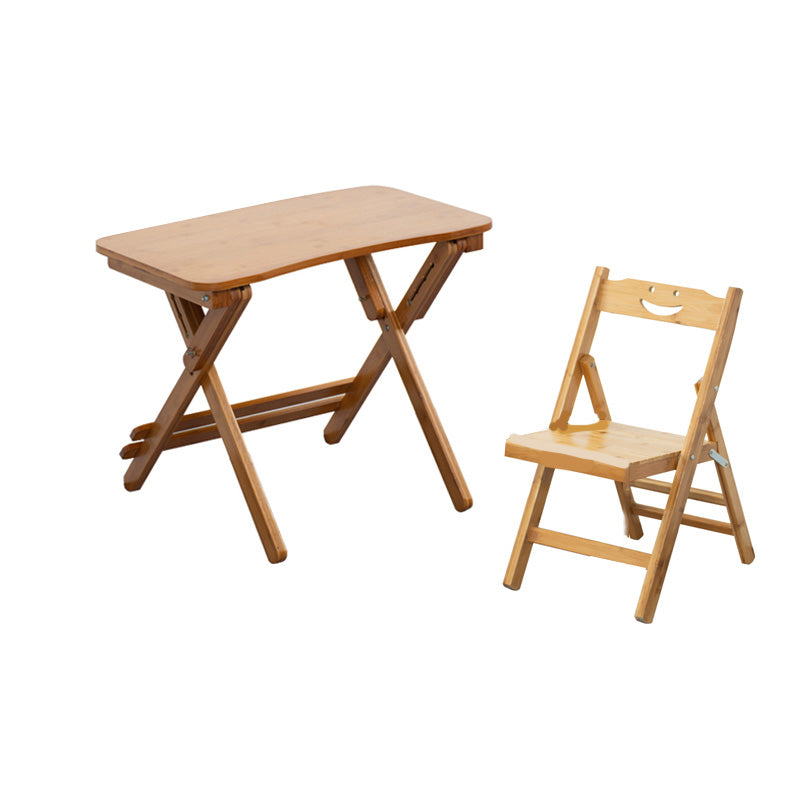 Natural Color Bamboo Writing Desk School Family Children Liftable Folding Study Table