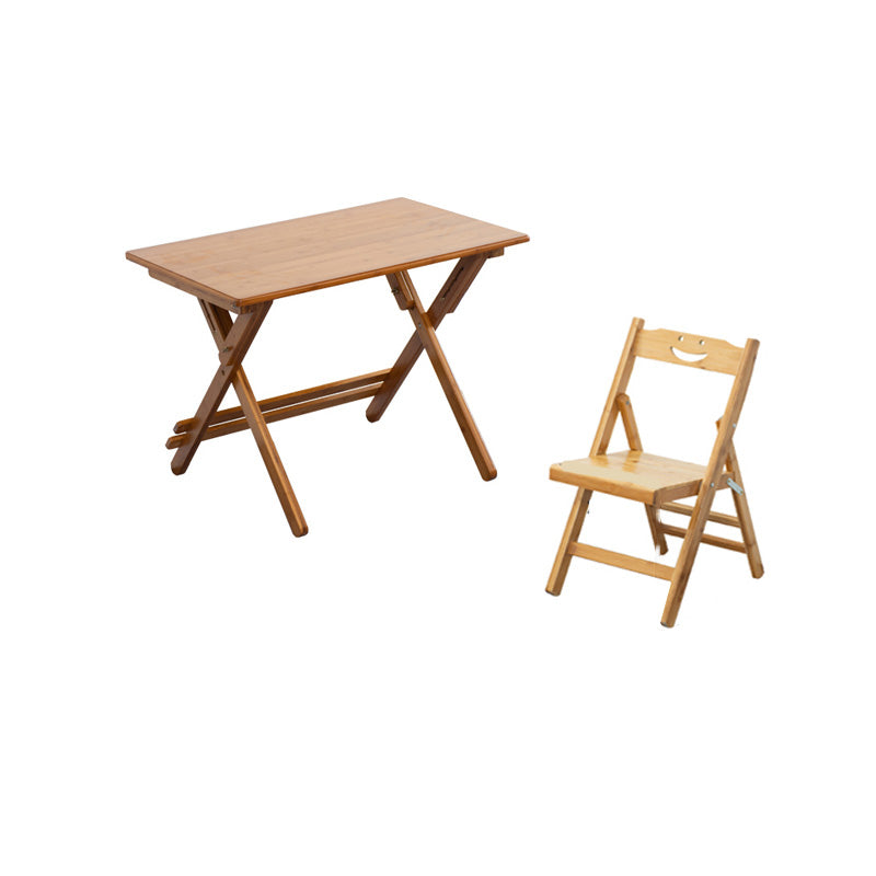 Natural Color Bamboo Writing Desk School Family Children Liftable Folding Study Table