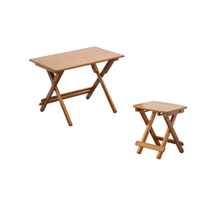 Natural Color Bamboo Writing Desk School Family Children Liftable Folding Study Table