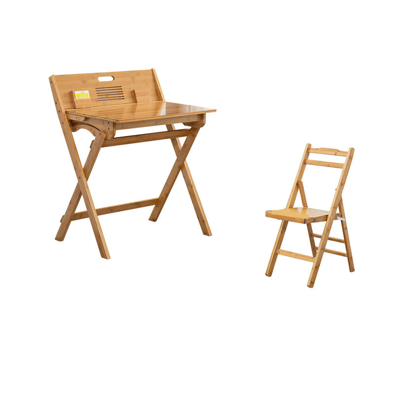 Natural Color Bamboo Writing Desk School Family Children Liftable Folding Study Table