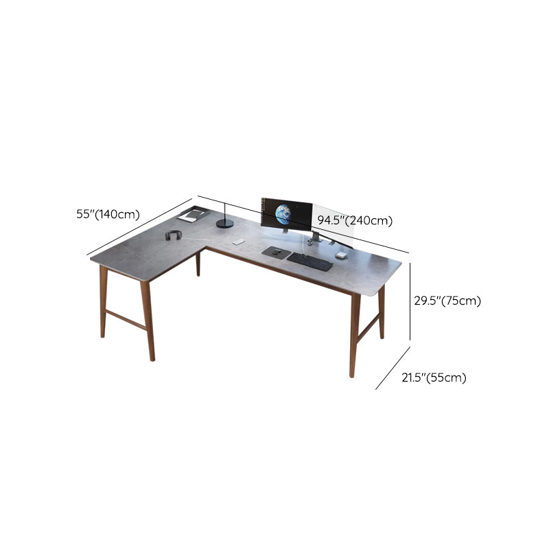 Contemporary Stone Office Desk L-Shape Writing Desk for Office