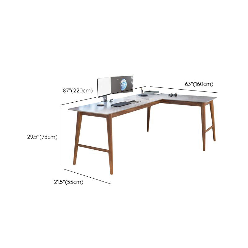 Contemporary Stone Office Desk L-Shape Writing Desk for Office