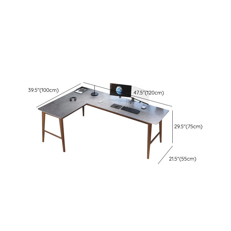 Contemporary Stone Office Desk L-Shape Writing Desk for Office