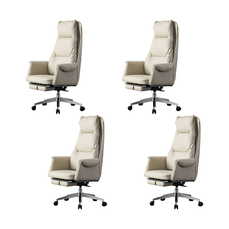 Modern Leather Office Chair Padded Arms Adjustable Seat Height Swivel Chair with Wheels