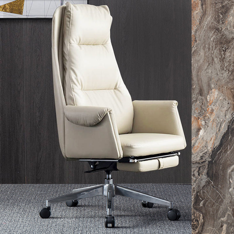 Modern Leather Office Chair Padded Arms Adjustable Seat Height Swivel Chair with Wheels