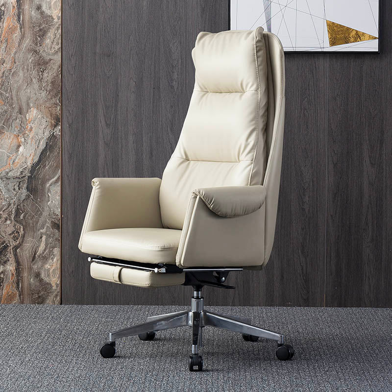 Modern Leather Office Chair Padded Arms Adjustable Seat Height Swivel Chair with Wheels