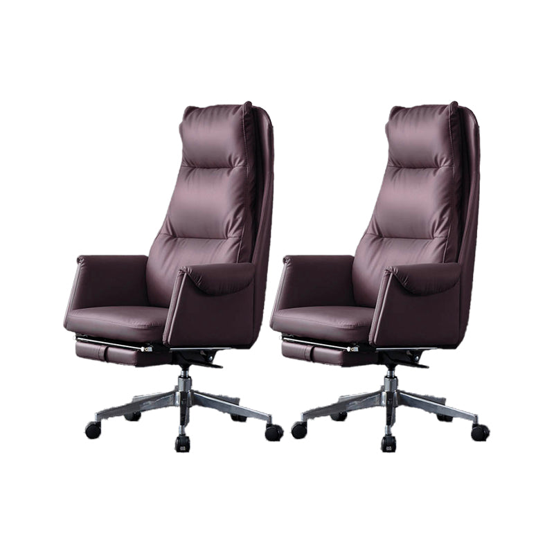 Modern Leather Office Chair Padded Arms Adjustable Seat Height Swivel Chair with Wheels