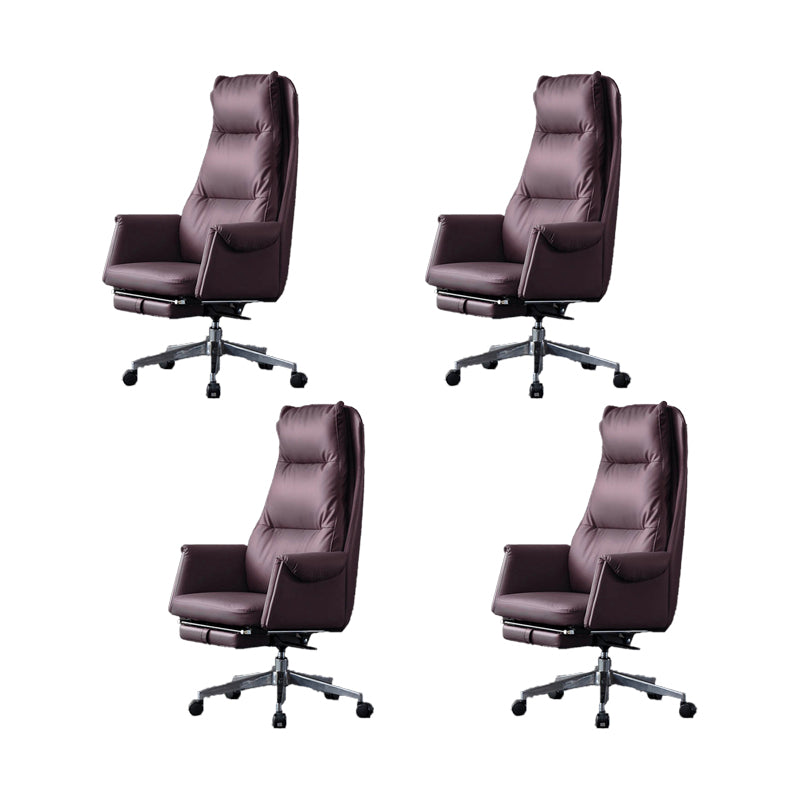 Modern Leather Office Chair Padded Arms Adjustable Seat Height Swivel Chair with Wheels