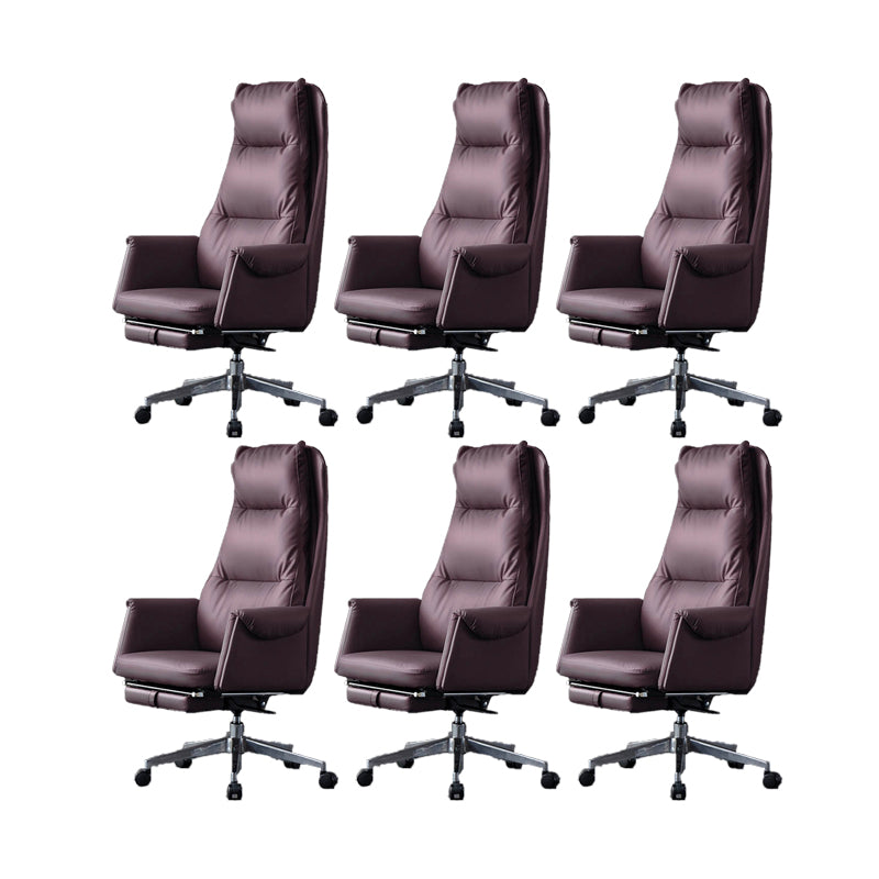 Modern Leather Office Chair Padded Arms Adjustable Seat Height Swivel Chair with Wheels