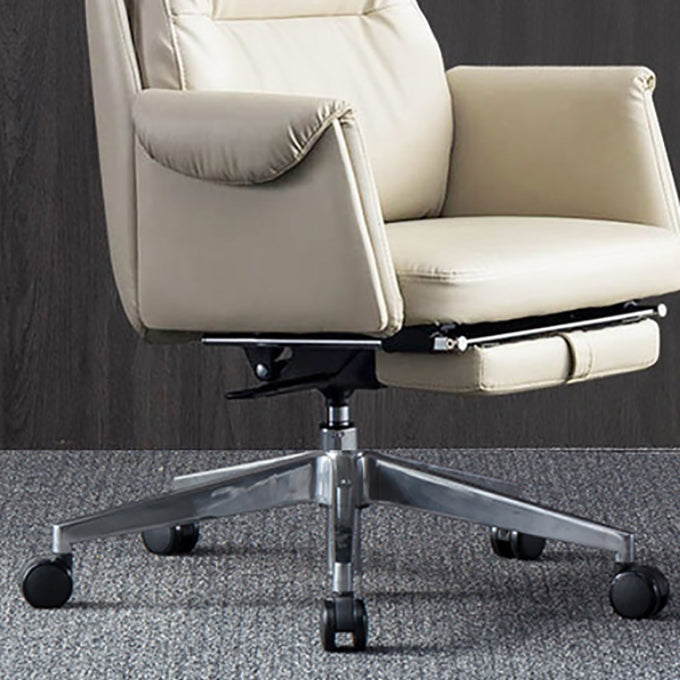 Modern Leather Office Chair Padded Arms Adjustable Seat Height Swivel Chair with Wheels