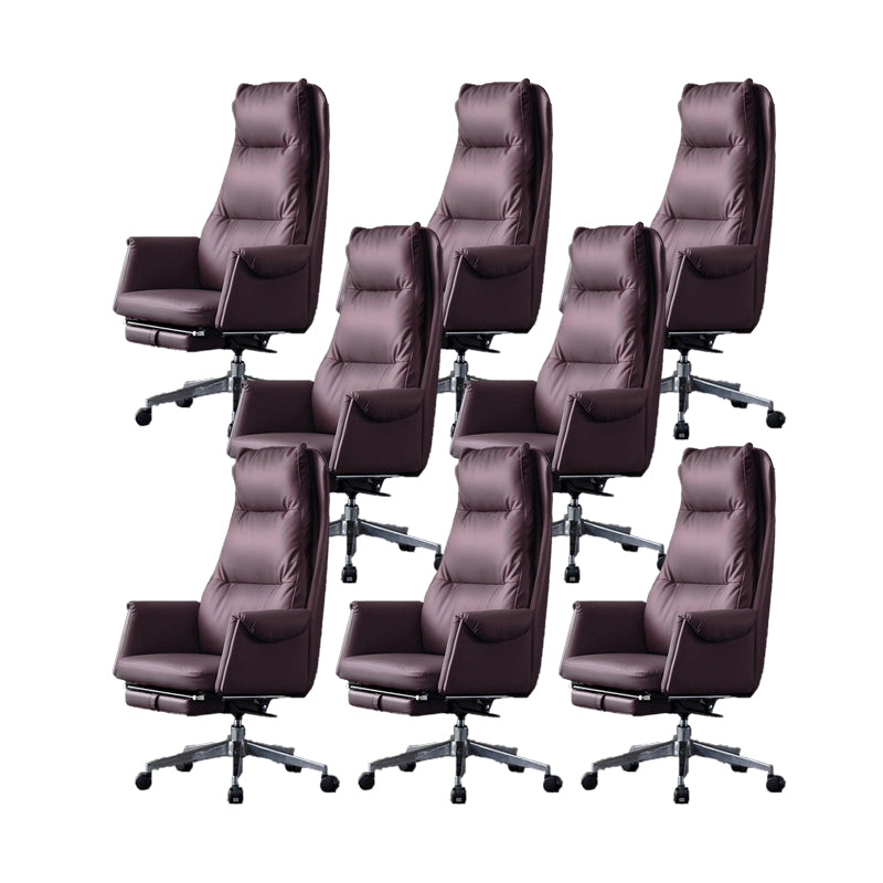 Modern Leather Office Chair Padded Arms Adjustable Seat Height Swivel Chair with Wheels