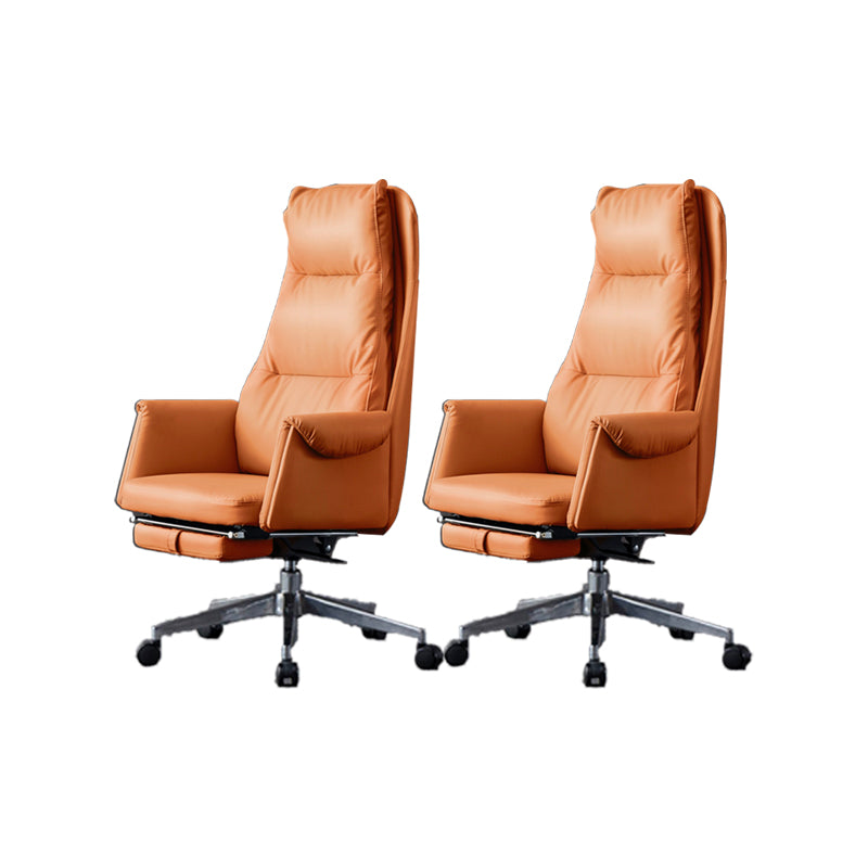 Modern Leather Office Chair Padded Arms Adjustable Seat Height Swivel Chair with Wheels