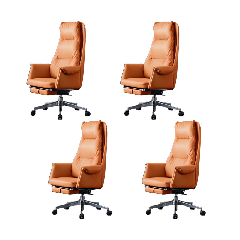 Modern Leather Office Chair Padded Arms Adjustable Seat Height Swivel Chair with Wheels