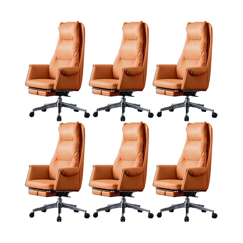 Modern Leather Office Chair Padded Arms Adjustable Seat Height Swivel Chair with Wheels