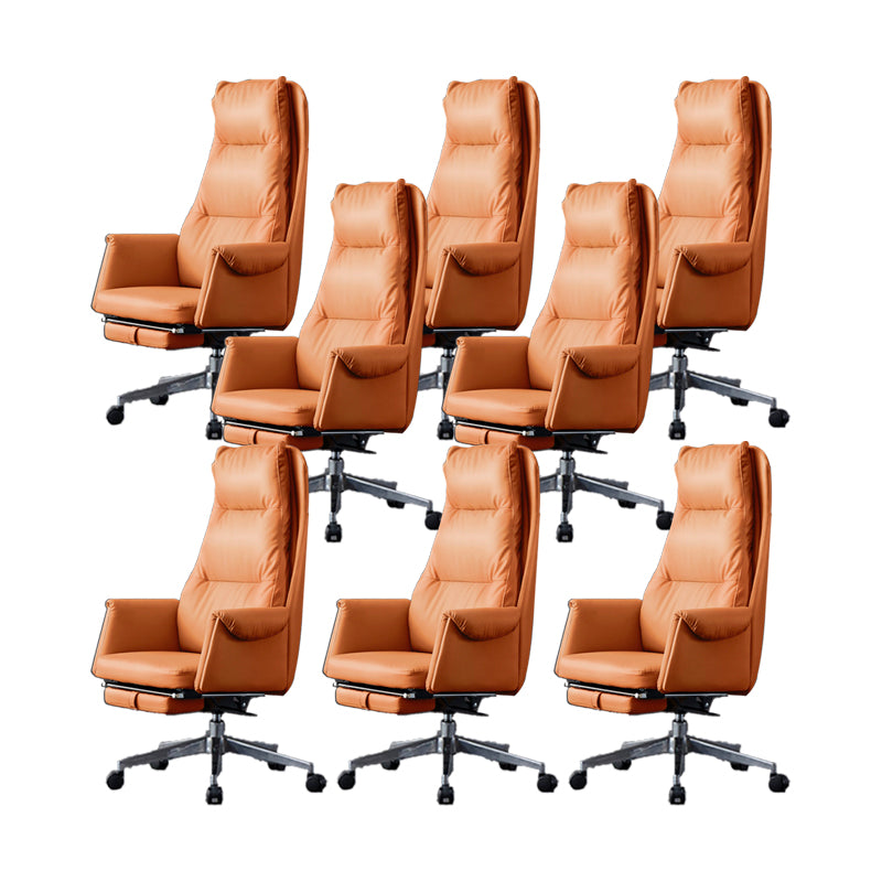 Modern Leather Office Chair Padded Arms Adjustable Seat Height Swivel Chair with Wheels