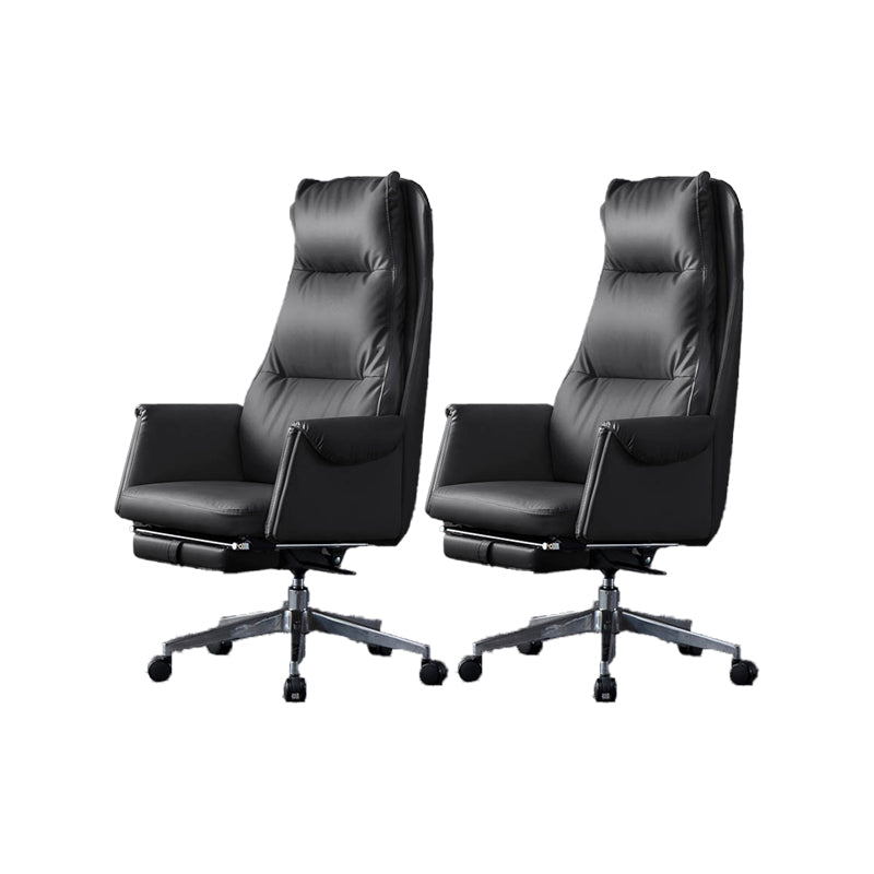 Modern Leather Office Chair Padded Arms Adjustable Seat Height Swivel Chair with Wheels