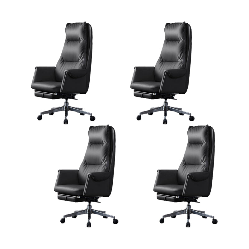 Modern Leather Office Chair Padded Arms Adjustable Seat Height Swivel Chair with Wheels