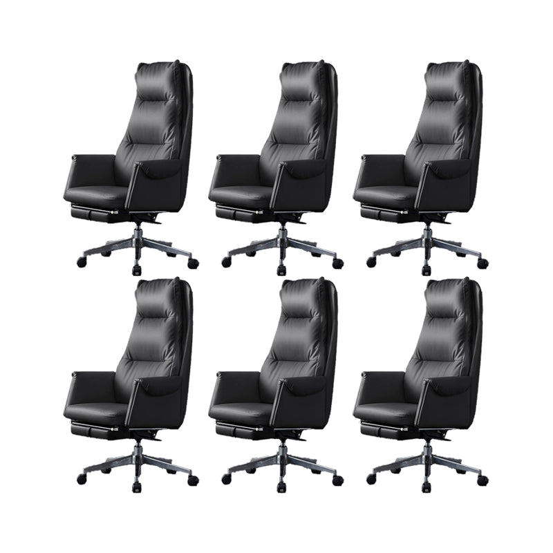 Modern Leather Office Chair Padded Arms Adjustable Seat Height Swivel Chair with Wheels