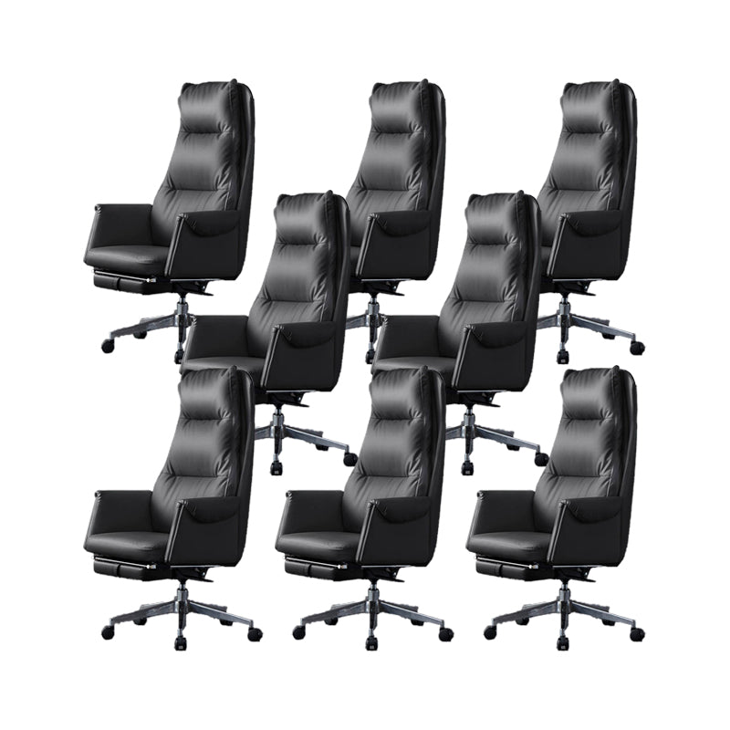 Modern Leather Office Chair Padded Arms Adjustable Seat Height Swivel Chair with Wheels