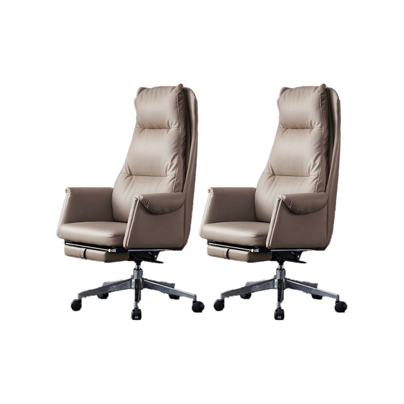 Modern Leather Office Chair Padded Arms Adjustable Seat Height Swivel Chair with Wheels