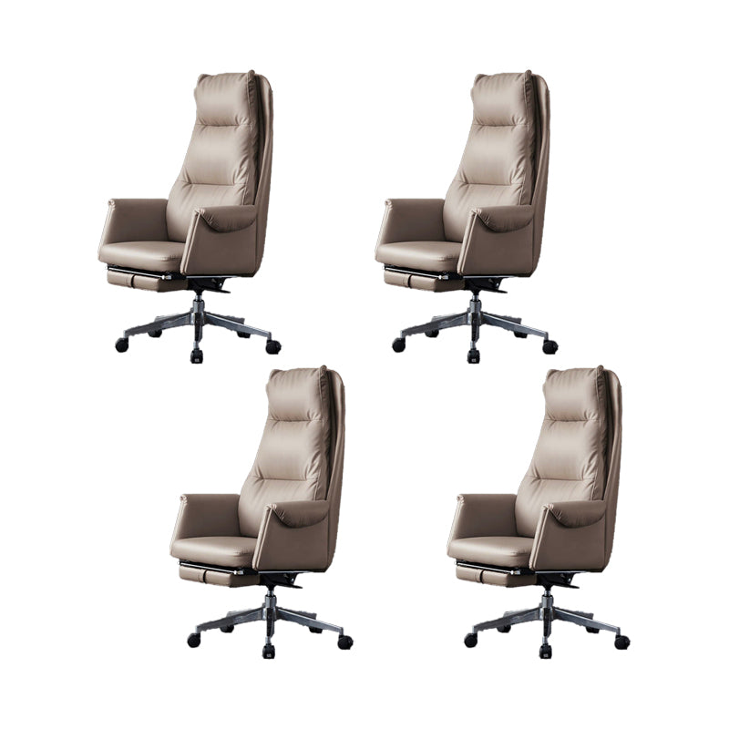 Modern Leather Office Chair Padded Arms Adjustable Seat Height Swivel Chair with Wheels