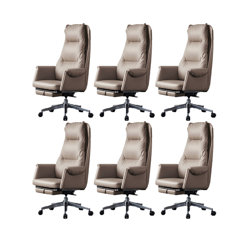 Modern Leather Office Chair Padded Arms Adjustable Seat Height Swivel Chair with Wheels