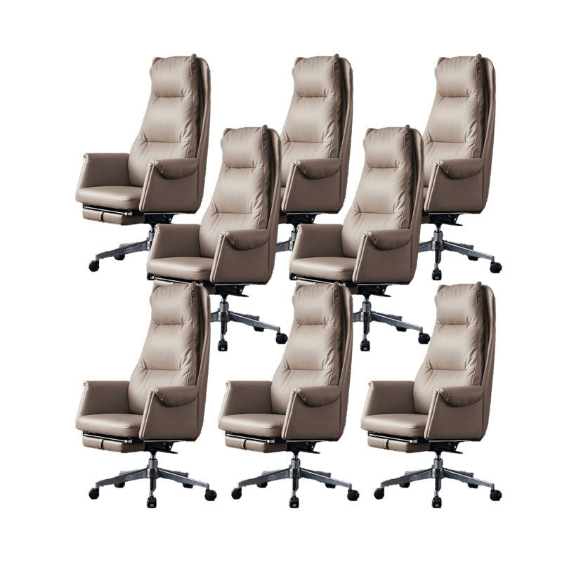 Modern Leather Office Chair Padded Arms Adjustable Seat Height Swivel Chair with Wheels