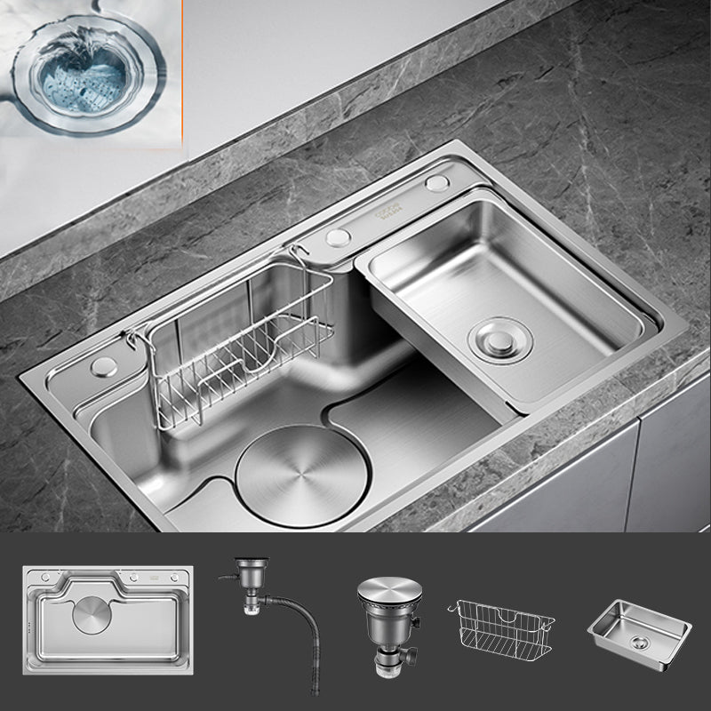 Contemporary Style Kitchen Sink Stainless Steel Drop-In Rustproof Kitchen Sink